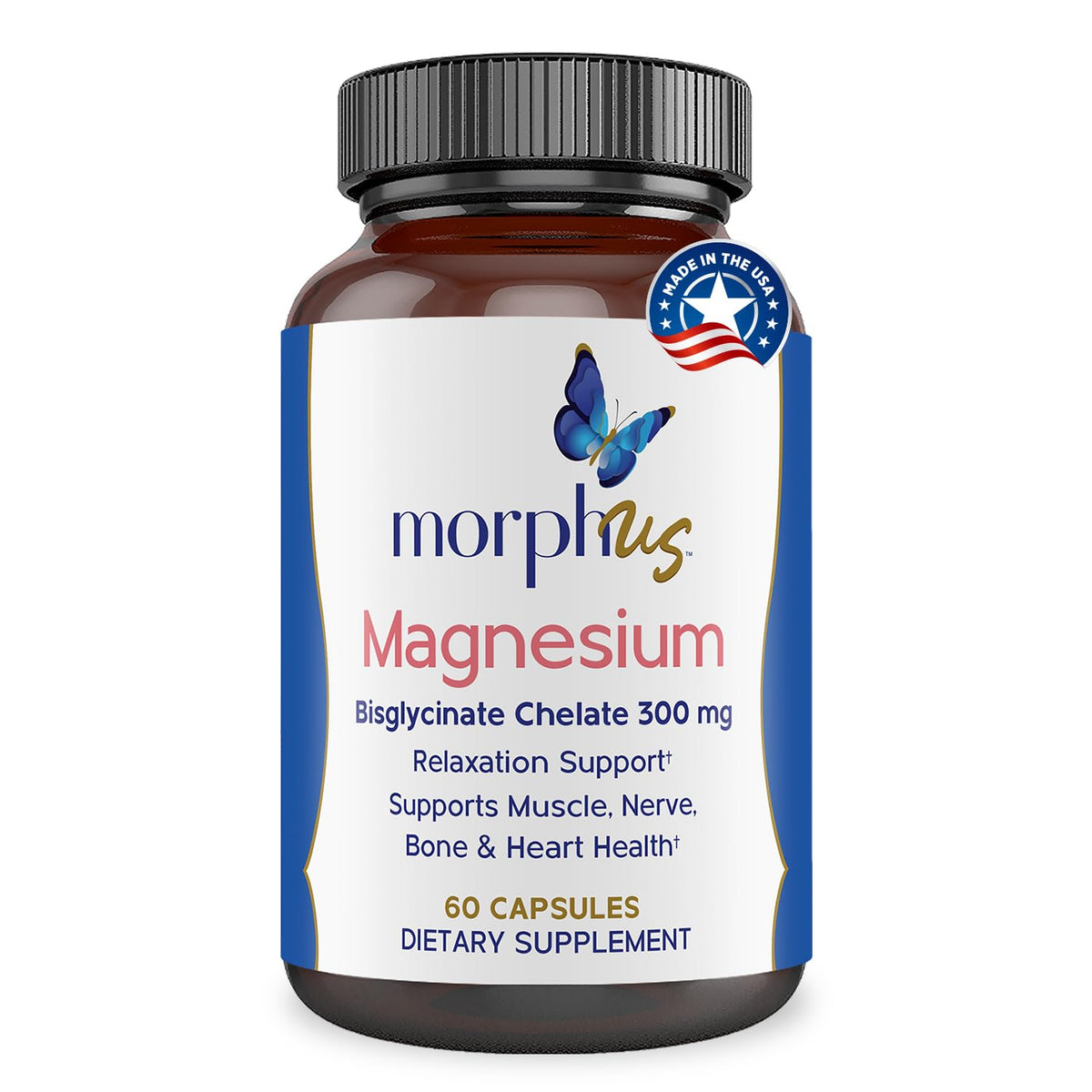 Morphus Magnesium Bisglycinate Chelate 300mg Supplement | 60 Capsules | Helps Women with Perimenopause & Menopause Symptoms | Restful Sleep, De-Stress, Relaxes Muscles & Nerves | Fast Absorption MORPHUSBuy Supplements Australia