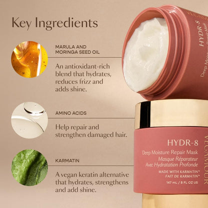 VEGAMOUR HYDR-8 Deep Moisture Repair Mask, Deep Conditioner Hair Mask Formulated Without Sulfates for Dry, Damaged, Frizzy Hair, Floral & Vanilla Scent, 5 fl. oz. VEGAMOURBuy Supplements Australia