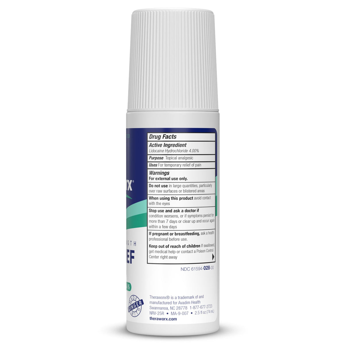 Theraworx Maximum Strength Pain Relief Roll-On with Lidocaine, Fast-Acting - 2.5 Oz - 2 Count TheraworxBuy Supplements Australia