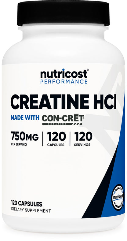 Nutricost Creatine HCl 120 Capsules - Made with CON-CRET Creatine, 750 MG Per Capsule NutricostBuy Supplements Australia