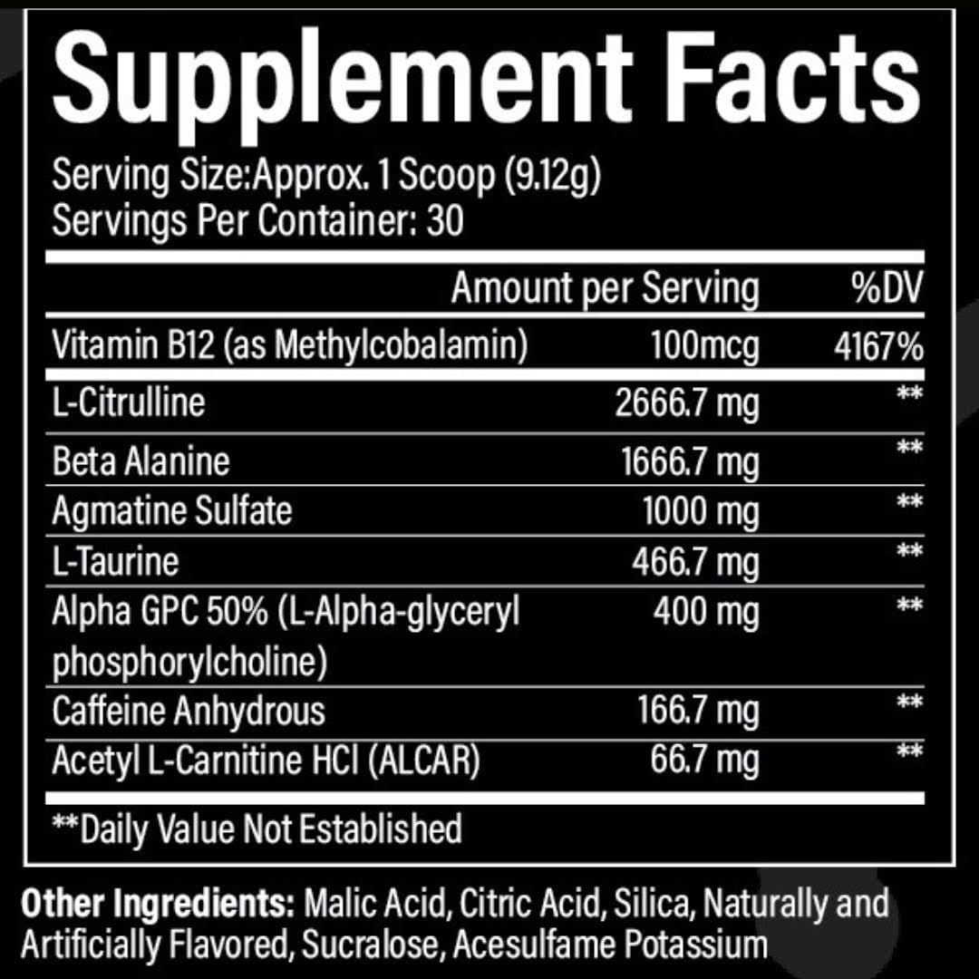 Smyle USA Pre-Workout Powder Lemon Lime - Pre Workout Energy with 400mg Alpha GPC + 167mg Caffeine and 1667mg Beta-Alanine Performance Blend | 30 Servings