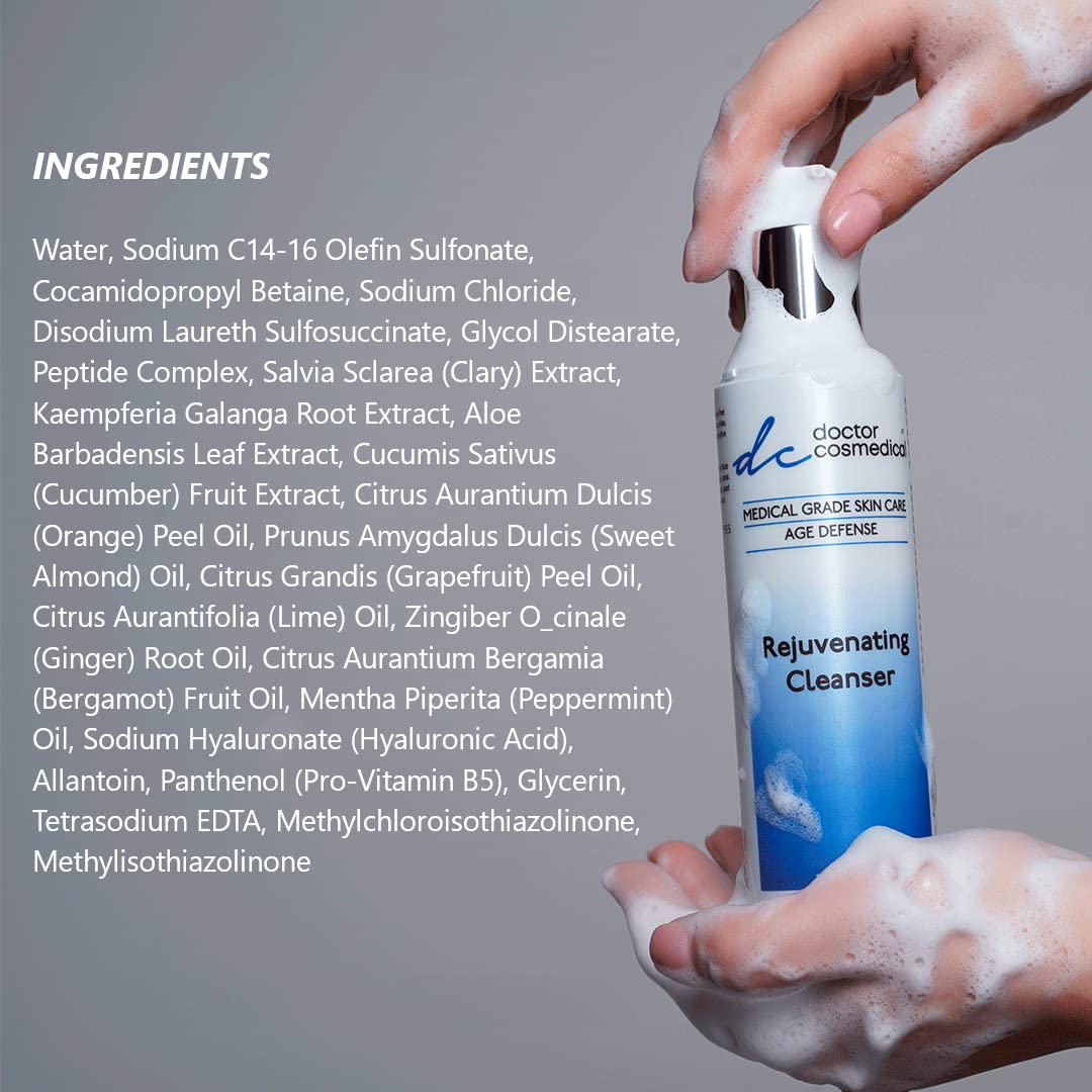 doctor cosmedical Rejuvenating Facial Cleanser Face Wash for Oily or Blemish-Prone Skin Ultra Gentle Daily Cleanser with Ginger Root Cucumber Fruit Extract Anti-Aging Skin Rescue Deep Cleanser doctor cosmedical buy supplements Au