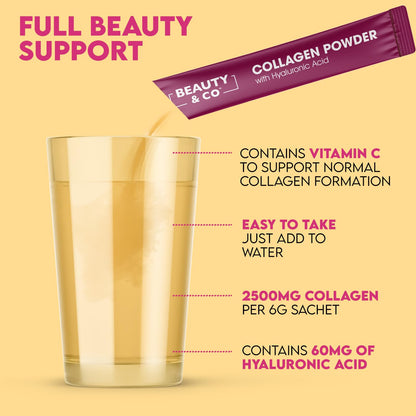 Collagen 2500mg Powder Supplement Boosted with Vitamin C and Hyaluronic Acid (Bovine) Beauty & CoBuy Supplements Australia
