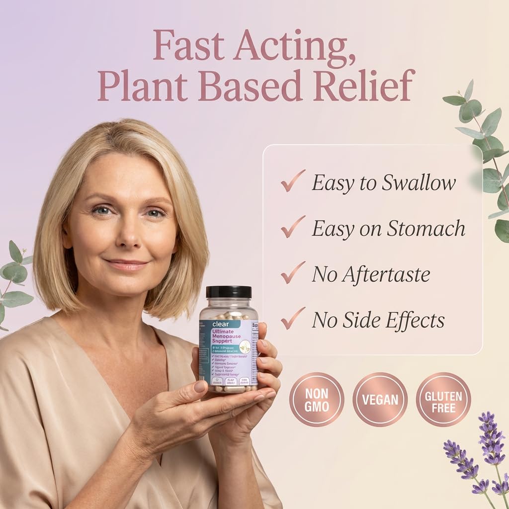 Clear Menopause Support for Women | 25-in-1 Formula with Black Cohosh, Dong Quai, Pre & Probiotics | Hot Flashes, Night Sweats, Mood, Sleep & Digestion | Hormone-Free | Made in USA | 60 Capsules Clear ProbioticsBuy Supplements Australia
