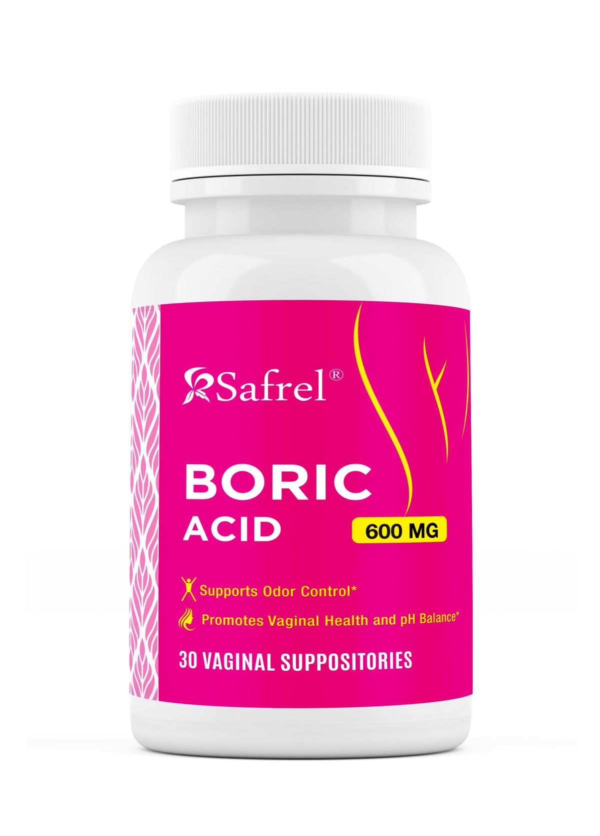 Safrel Boric Acid Vaginal Suppositories - 100% Pure Made in USA - Intimate Health Support, Vaginal Health and pH, Odor Control (30 Count) SafrelBuy Supplements Australia