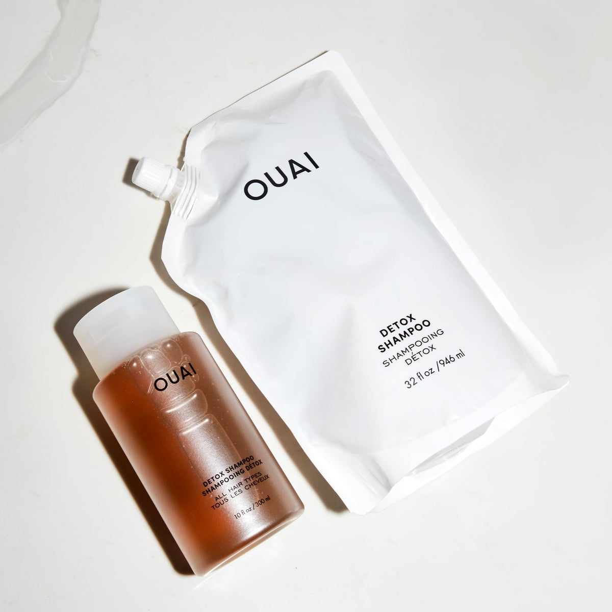 OUAI Detox Shampoo + Refill - Clarifying Shampoo for Build Up, Oil, Product & Hard Water - Apple Cider Vinegar & Keratin for Clean, Refreshed Hair - Sulfate Free Hair Care (2 Count, 10 Oz/32 Oz) OUAIBuy Supplements Australia