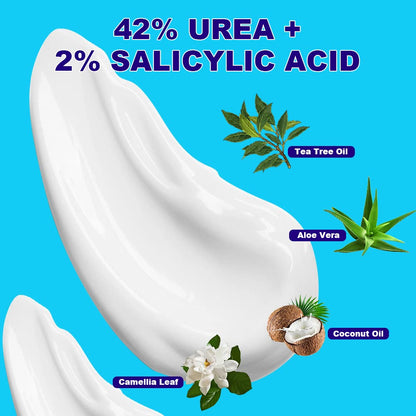 ASDToTio Urea Cream 42% - Premium Urea Foot Cream - With 2% Salicylic Acid, Tea Tree Oil, Shea Butter, Aloe Vera - For Feet, Hands, Heels, Elbows, Knees and More - 4 oz ASDToTio buy supplements Au