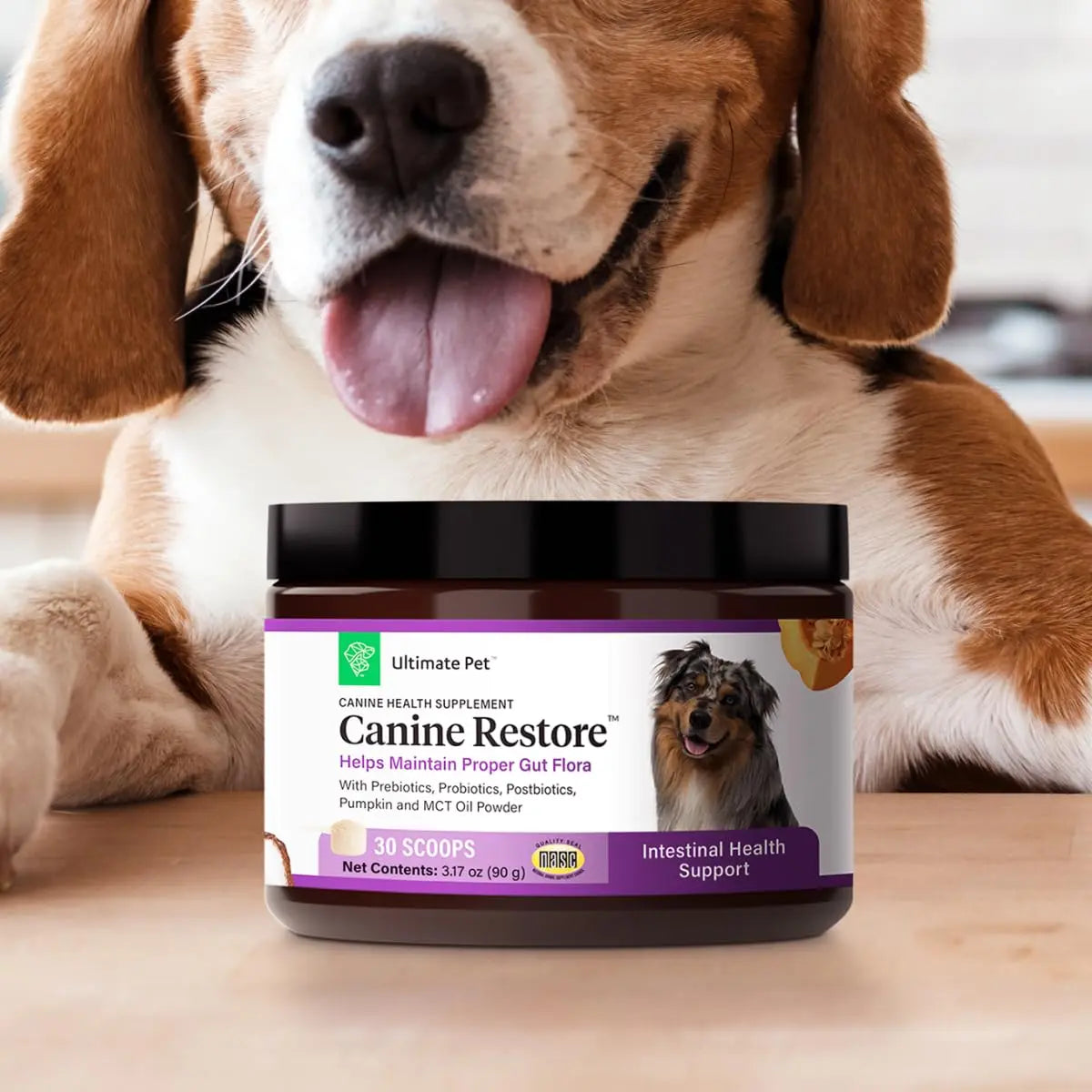 Ultimate Pet Nutrition Canine Restore, Gut Health Supplement with Prebiotics, Probiotics, & Postbiotics for Digestive Health & Immunity Support, Vet Formulated Powder Food Topper ULTIMATE PET NUTRITIONBuy Supplements Australia