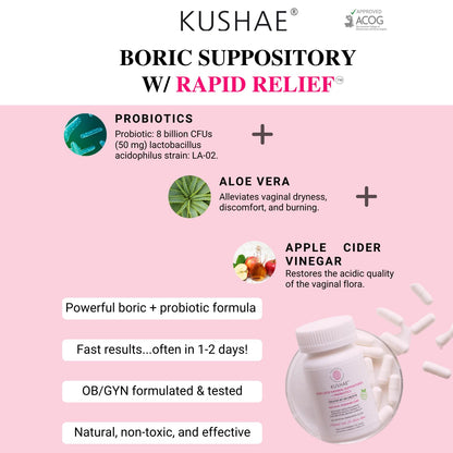 Kushae Boric Acid Suppositories with Applicator, All-Natural Boric Acid Suppositories for Women KushaeBuy Supplements Australia