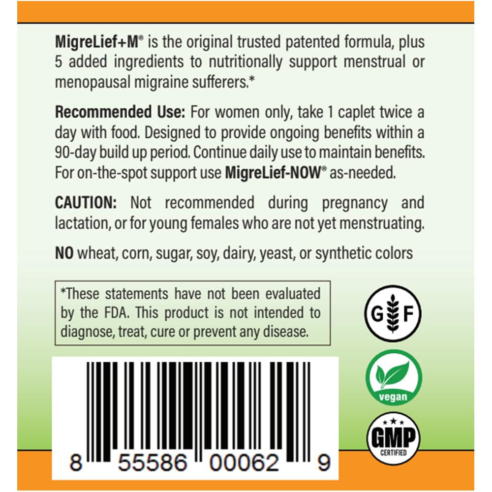 MigreLief+M – Advanced Nutritional Support Supplement for Women’s Neurological Health and Head Comfort – 60 Caplets (1-Month Supply) MigreLiefBuy Supplements Australia