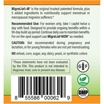 MigreLief+M – Advanced Nutritional Support Supplement for Women’s Neurological Health and Head Comfort – 60 Caplets (1-Month Supply) MigreLiefBuy Supplements Australia