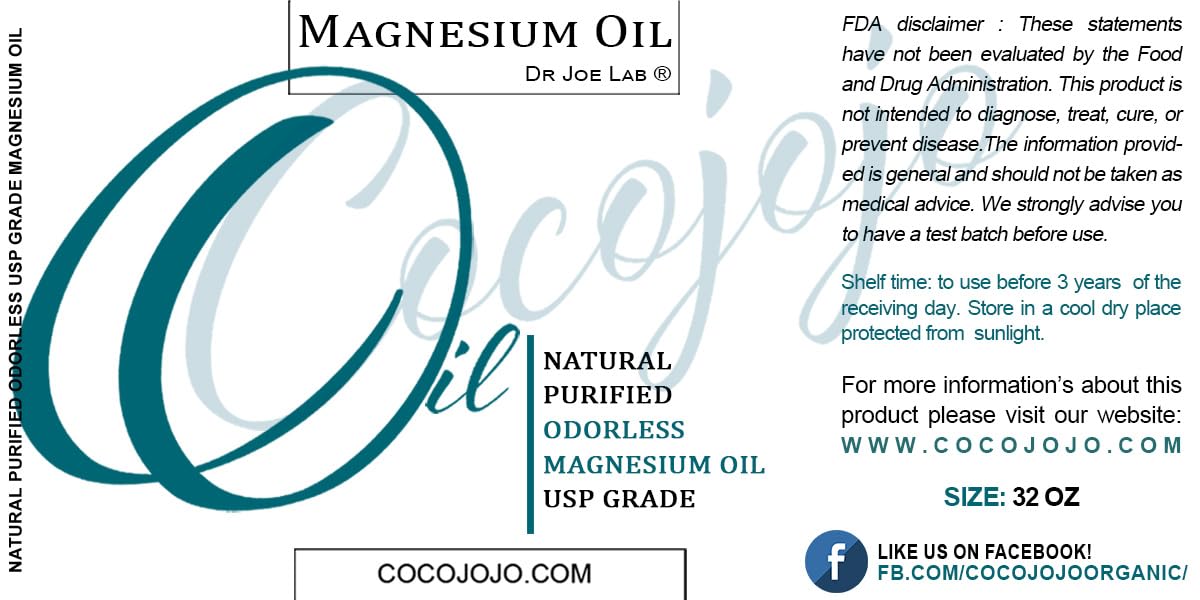 Dr Joe Lab Pure Magnesium Oil - Natural, USP Grade, Purified, Bulk - 32 oz - Bulk Economic Refill - for Body, Skin, Muscle, Joints, Arms, Legs, Calves, Massage, Deep Tissue by COCOJOJO Dr Joe LabBuy Supplements Australia
