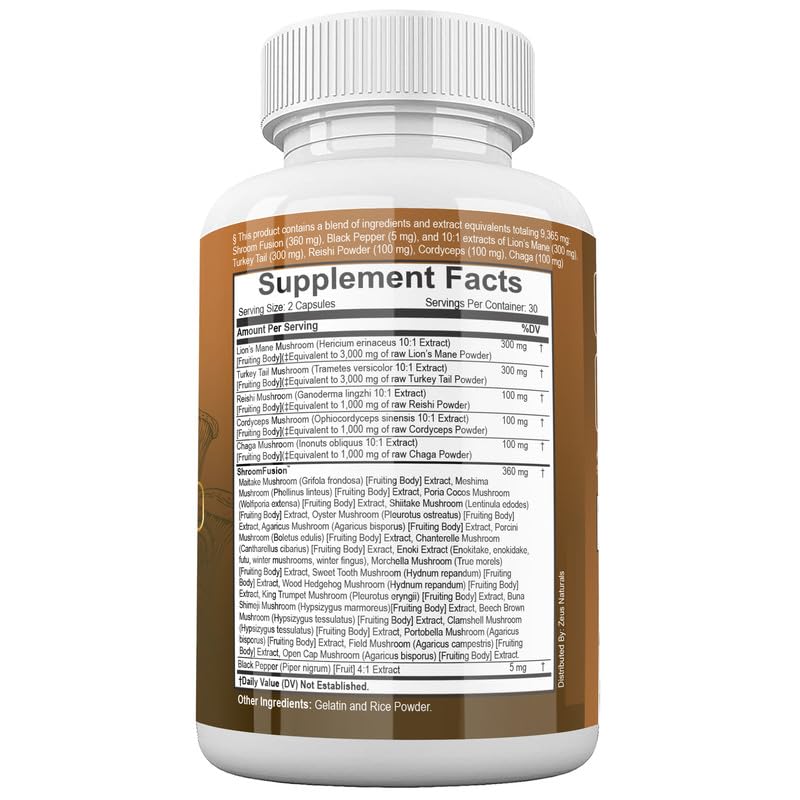 Zeus Naturals Lions Mane Capsules, Mushroom Supplement with Turkey Tail, Cordyceps Zeus NaturalsBuy Supplements Australia