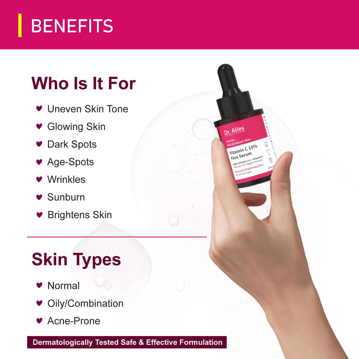 Dr. Alies Professional 15% Vitamin C Face Serum | Advanced Skin Clarifying with Vitamin E | Reduces Acne Marks | 30ml Dr. Alies - Professional buy supplements Au