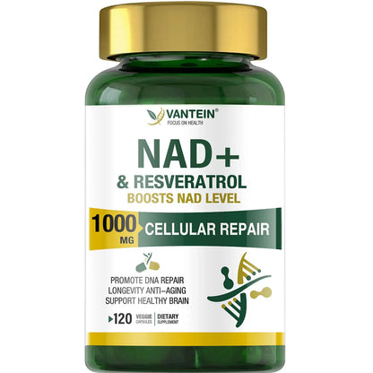 TEATTY NAD+ & Resveratrol Supplement - NMN Alternative with 120 Capsules, Anti-Aging Cellular Support, Energy & Longevity Booster, DNA Repair Formula TEATTYBuy Supplements Australia