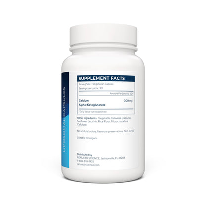 RENUE by SCIENCE CA AKG Supplement | High Strength Liposomal Calcium AKG | 90 Calcium Alpha-Ketoglutarate Capsules - 300mg CA AKG per Serving CA-AKG Supplement | Non-GMO & Made in The USA Renue By ScienceBuy Supplements Australia