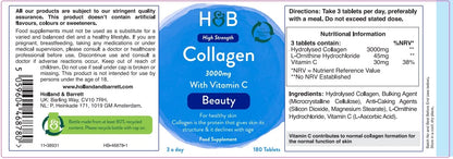 Holland & Barrett Bovine Collagen Tablet 3000mg - Type I Collagen Peptides - Hydrolysed Collagen with Vitamin C - Hair, Skin & Nails Holland & BarrettBuy Supplements Australia