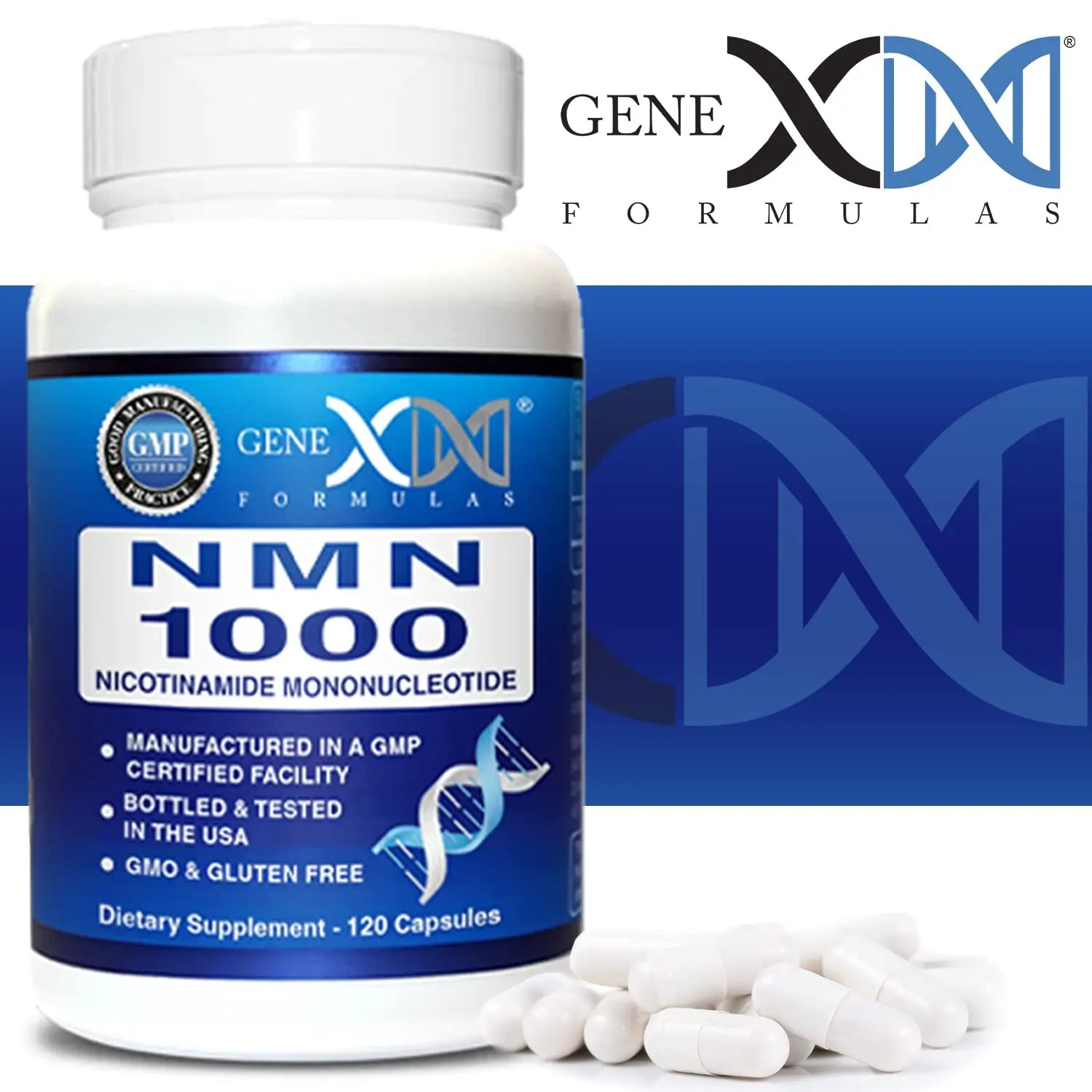 Genex Formulas NMN 1000mg - 99% Pure Shelf Stabilized Supplement Capsules for Increased NAD Levels & Healthy Aging, GMP Certified, 1000mg per Serving, 120 Capsules Genex FormulasBuy Supplements Australia