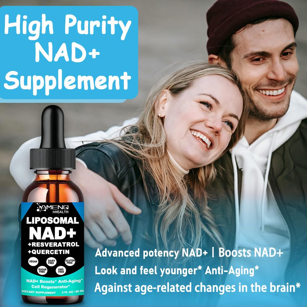 NAD Supplement, Liposomal NAD Nicotinamide Riboside Resveratrol 900mg Quercetion, TMG, Vitamin B3, High Potency NAD Plus Liquid Supplement for Cell Regenerator, Longevity, Energy, Anti-Aging, Focus AMENQ hHEALTHBuy Supplements Australia