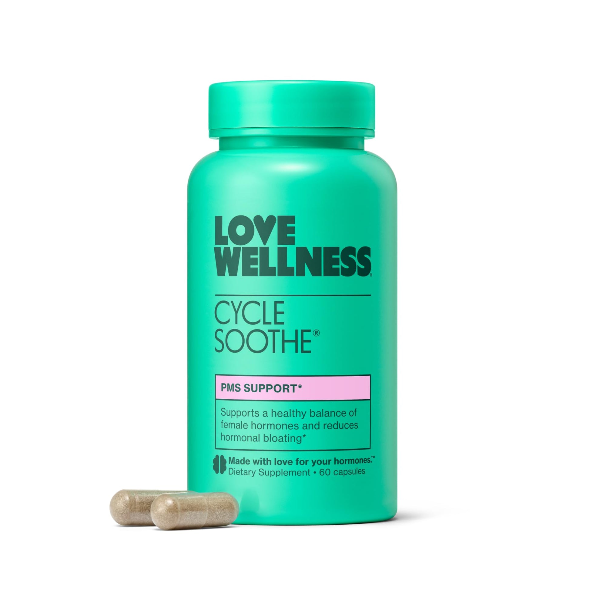Love Wellness Cycle Soothe Supplement | Promotes a Happy Mood | Helps with PMS Hormones, Stress Relief, & Improves Mood | 60 Capsules Love WellnessBuy Supplements Australia