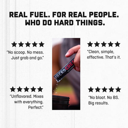 Jocko Fuel Creatine Monohydrate Stick Packs - Pure Micronized Travel Size Powders for Men & Women, Supports Muscle Growth, Strength, Recovery & Cognition,