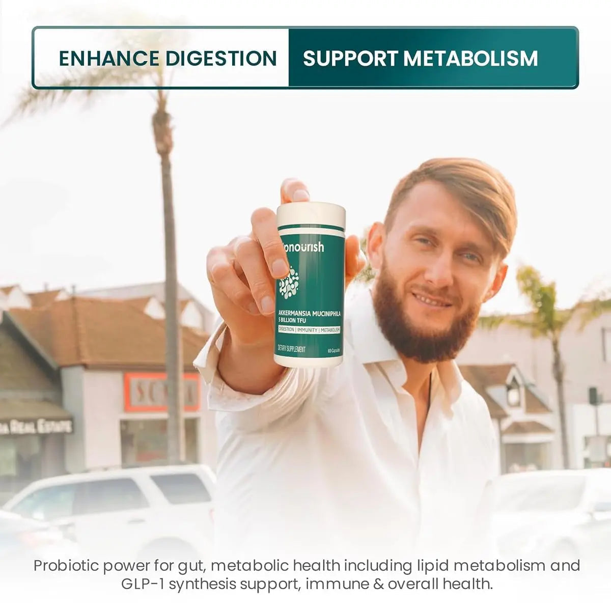 UpNourish Probiotics for GLP-1 Support, 5 Billion TFU Akkermansia Muciniphila for Digestive Health, Leaky Gut, Immunity and Metabolic Health, Prebiotics and Probiotics for Women and Men, 60 Capsules UpNourish buy supplements Au