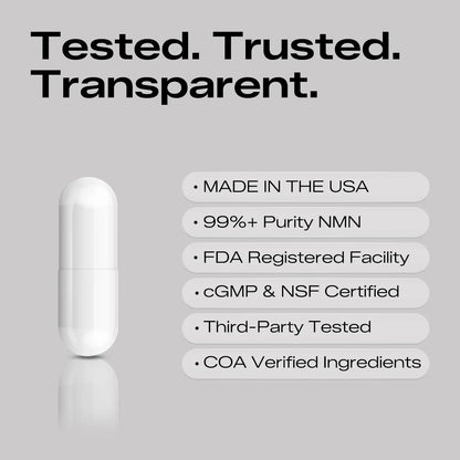 PEPAX NMN Supplement 500mg - 99% Pure NMN Supplement Capsules for Increased NAD Levels & Healthy Aging - Third Party Tested Stabilized Capsules, cGMP Certified, 90 Liposomal NMN (45 Servings) PEPAXBuy Supplements Australia