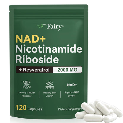 Fairy NAD+ Nicotinamide Riboside dietary supplement package with capsules on a white background