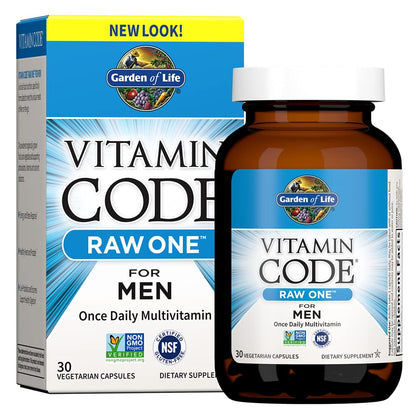 Garden of Life Vitamin Code Raw One Men's Multivitamin with Zinc Supplements for Immune and Skin Health, 30 Capsules Garden of LifeBuy Supplements Australia
