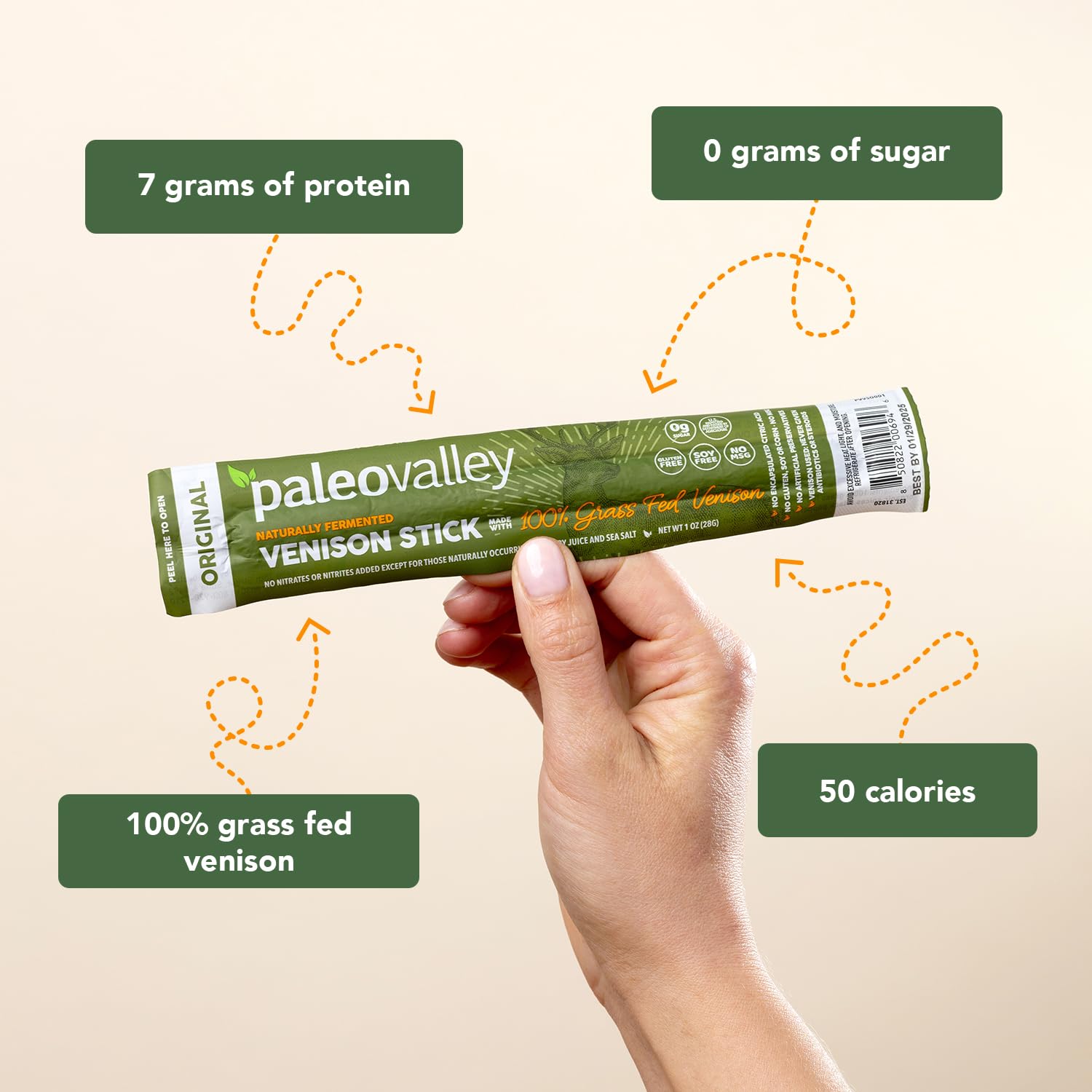 Paleovalley 100% Grass Fed Venison Sticks – 10 Pack – Keto-Friendly, High Protein, Low-Calorie Snack – Omega-3 Rich, Gluten-Free, Nitrate-Free, Naturally Flavored – Healthy On-the-Go Meat Snack PaleovalleyBuy Supplements Australia