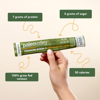 Paleovalley 100% Grass Fed Venison Sticks – 10 Pack – Keto-Friendly, High Protein, Low-Calorie Snack – Omega-3 Rich, Gluten-Free, Nitrate-Free, Naturally Flavored – Healthy On-the-Go Meat Snack PaleovalleyBuy Supplements Australia