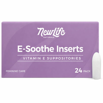 NewLife Naturals Vitamin E Vaginal Suppositories 38IU ESoothe - Moisture & Hydration Support - All Natural Estrogen Free Feminine Care - 24 Inserts NewLife NaturalsBuy Supplements Australia