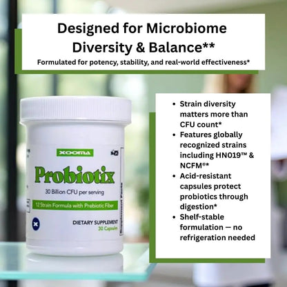 Probiotix – 12 Strain Probiotic + Prebiotic Fiber, 30 Billion CFU | Gut Health & Digestive Balance | Gas & Bloating Support | Immune System Reinforcement | Gluten, Soy & Dairy Free – 30 Capsules Xooma buy supplements Au