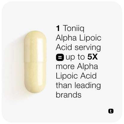 Toniiq 1000mg Ultra High Strength Alpha Lipoic Acid Capsules - Highly Purified 99%+ USP Standard - 120 Capsules ALA Supplement Toniiq buy supplements Au