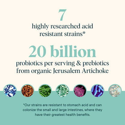 Ora Organic Prebiotic and Probiotic Powder Supplement - 20 Billion Probiotics, 7 Strains for Best Prebiotic Powder, Non-GMO, Probiotics for Women, Men & Kids