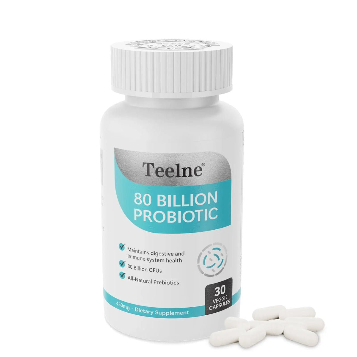 Teelne Probiotics 80 Billion CFU - 10 strains, Prebiotic+ Probiotics Support Digestive & Gut Health, Bloating & Constipation Relief, 30 Capsules (30-Day Supply) Teelne buy supplements Au