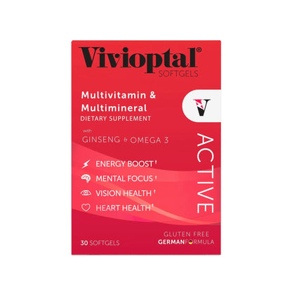Vivioptal Active, 30 Softgels, Ginseng & Omega 3, Multivitamin & Multimineral, Gluten Free, German Formula Vivioptal VitaminsBuy Supplements Australia