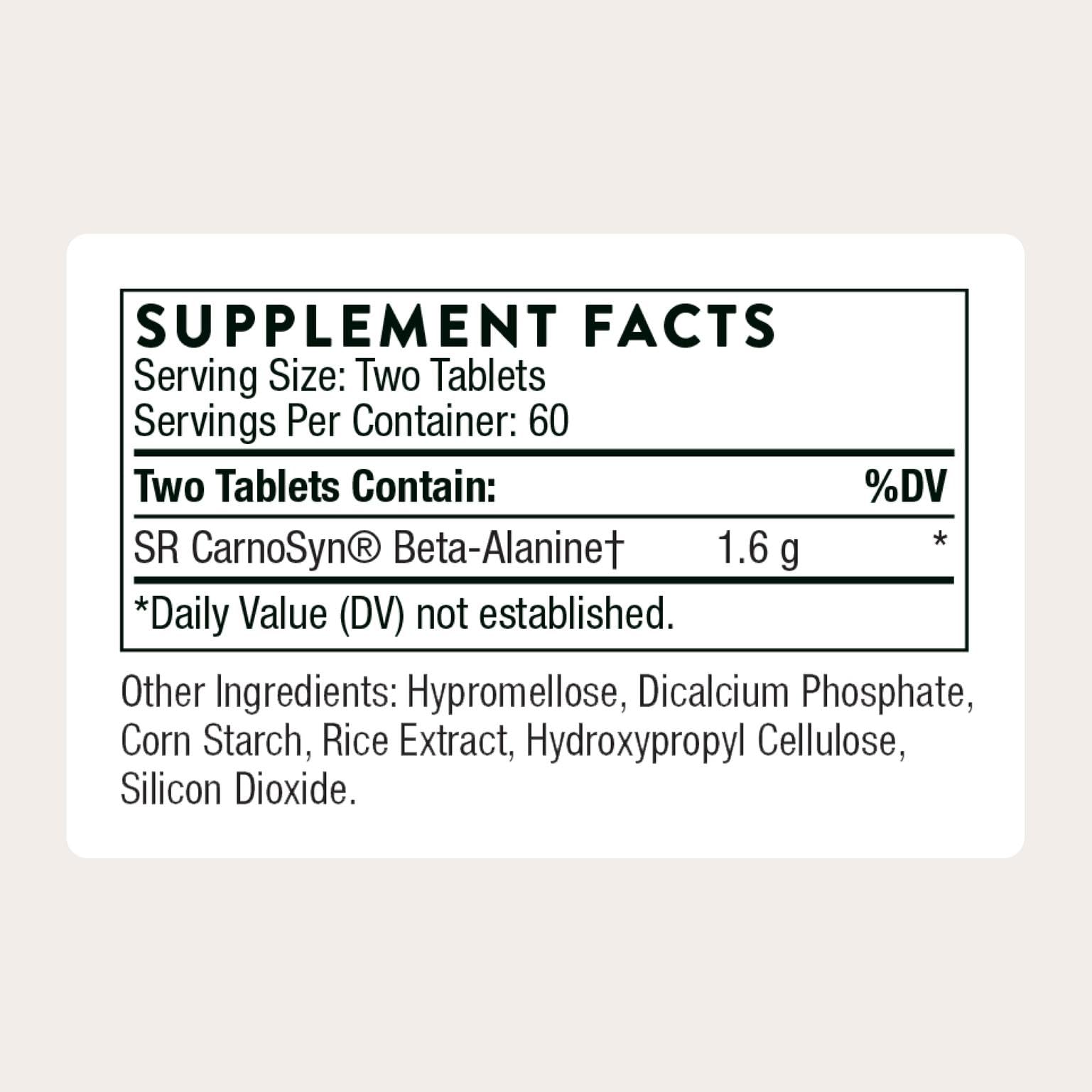 THORNE - Beta Alanine Sustained Release - Supports Muscle Output & Endurance - Helps Reduce Fatigue & Soreness* - Amino Acid Supplement - NSF Certified for Sport - Gluten & Dairy-Free - 120 Tablets THORNE buy supplements Au