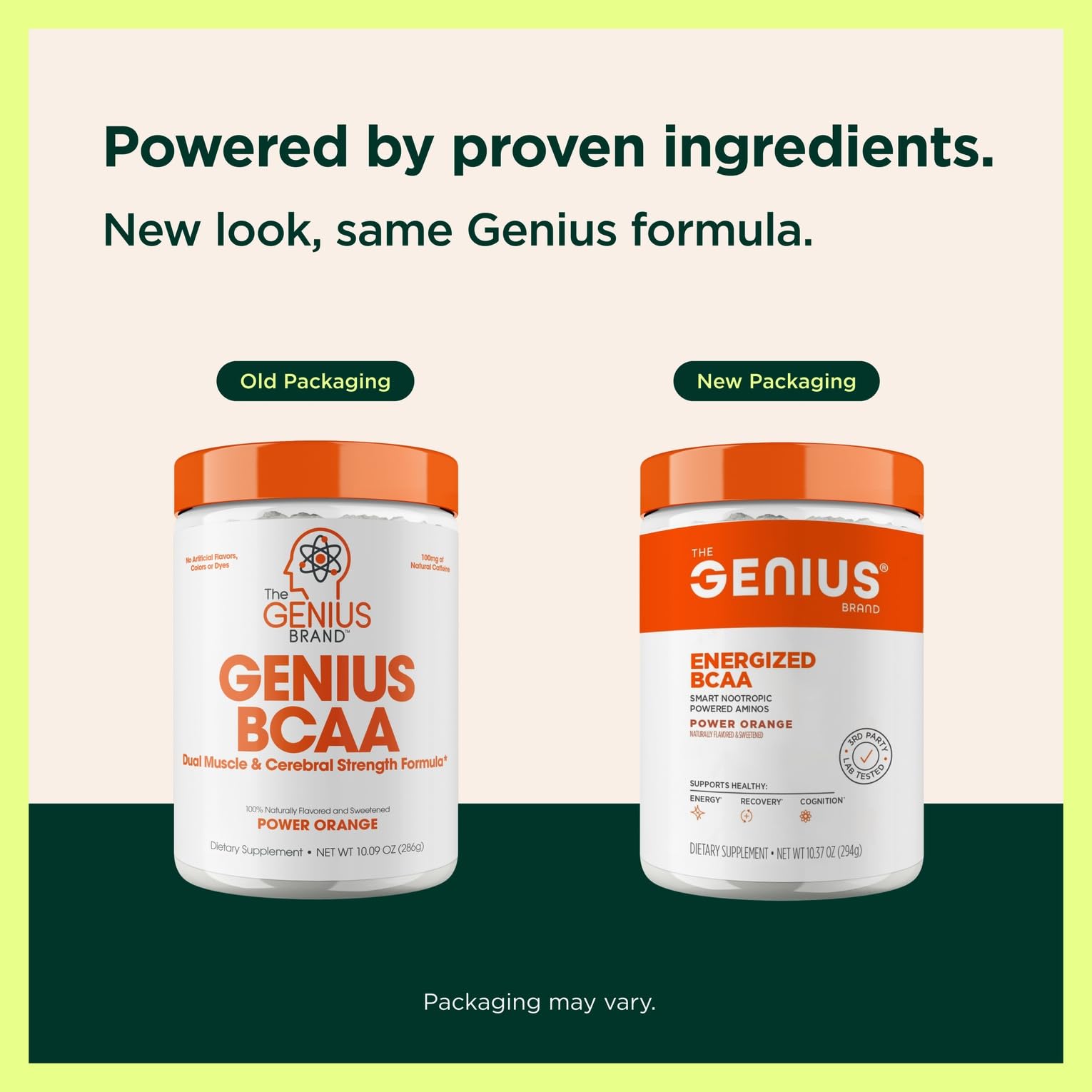 Genius BCAA Powder - 5g Vegan BCAAs L-Glutamine, Cognizin & Rhodiola Muscle Recovery Energy Support 100mg Caffeine Pre, Intra, Post-Workout Nootropic Supplement for Focus & Performance - Orange The Genius BrandBuy Supplements Australia