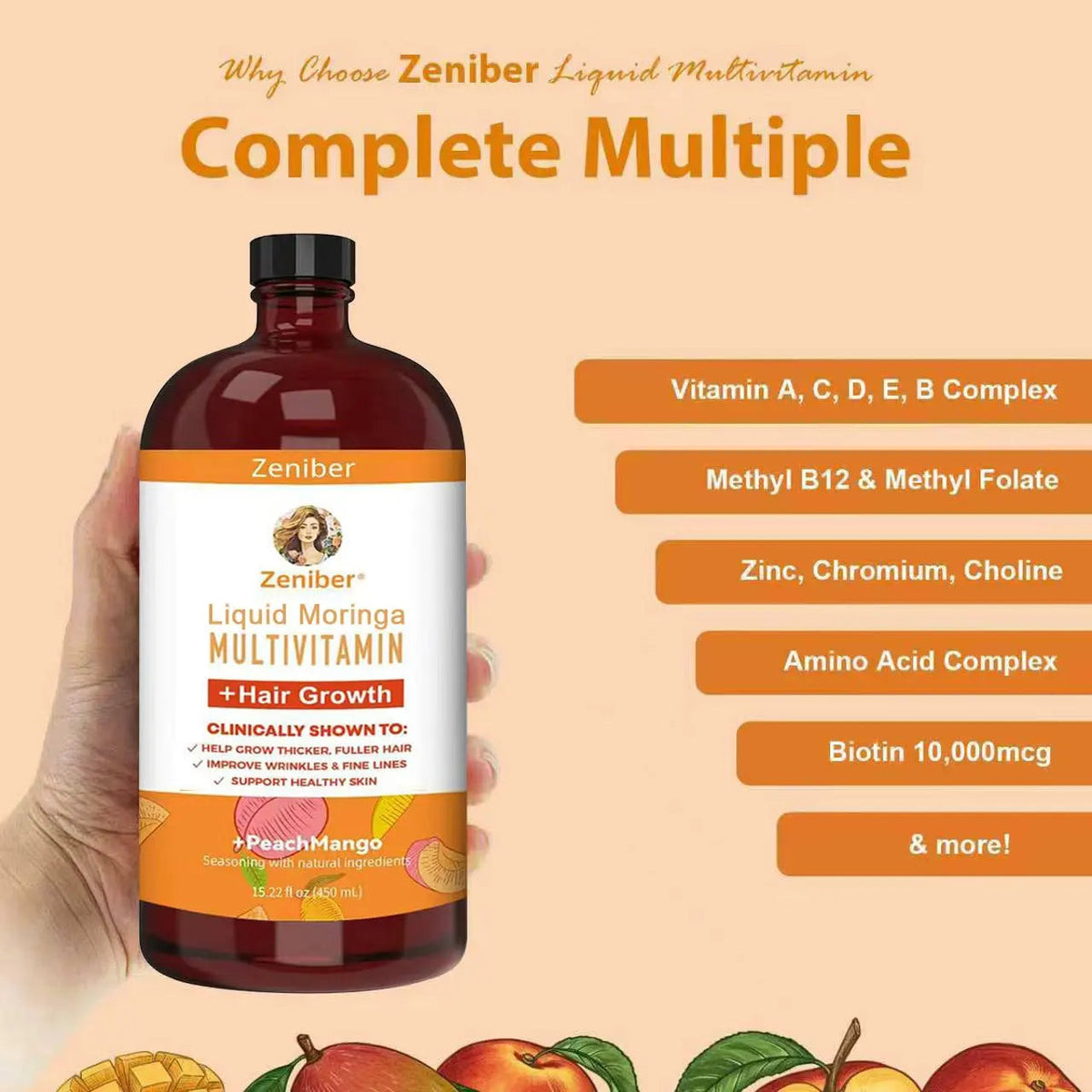 Zeniber MaayRuth Multivitamins Hair Growth&Liquid Multivitamins for Women, Biotin 10000mcg Liquid Multivitamin Hair Growth Supplement, 15.22 OZ ZeniberBuy Supplements Australia