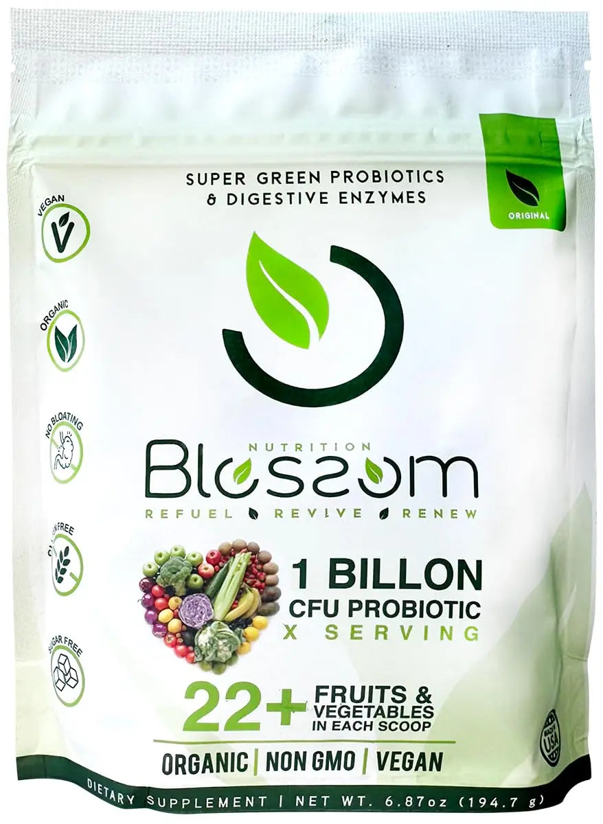 Blossom SuperGreens Probiotics – Digestive Enzymes with Pre/ProBiotics for Bloating Relief – 30+ SuperGreens & SuperReds to Boost Energy –Organic, Gluten-Free, No Fiber, 0g Sugar (Lemon Citrus) BRANIA buy supplements Au