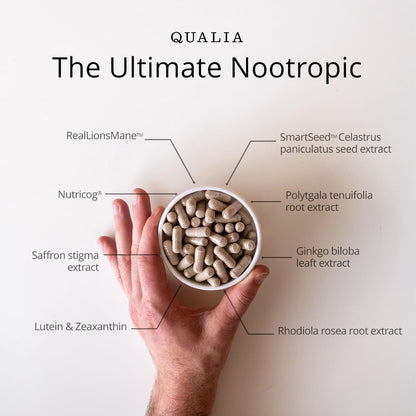 Qualia Mind — Beat Brain Fog | Doctor-Formulated Premium Brain Nourishment | Fuel Focus, Drive & Energy | 32 Ingredients Including Lion’s Mane, Cognizin™️, Ginkgo & More| 2 Week Supply* QUALIA LIFE SCIENCESBuy Supplements Australia