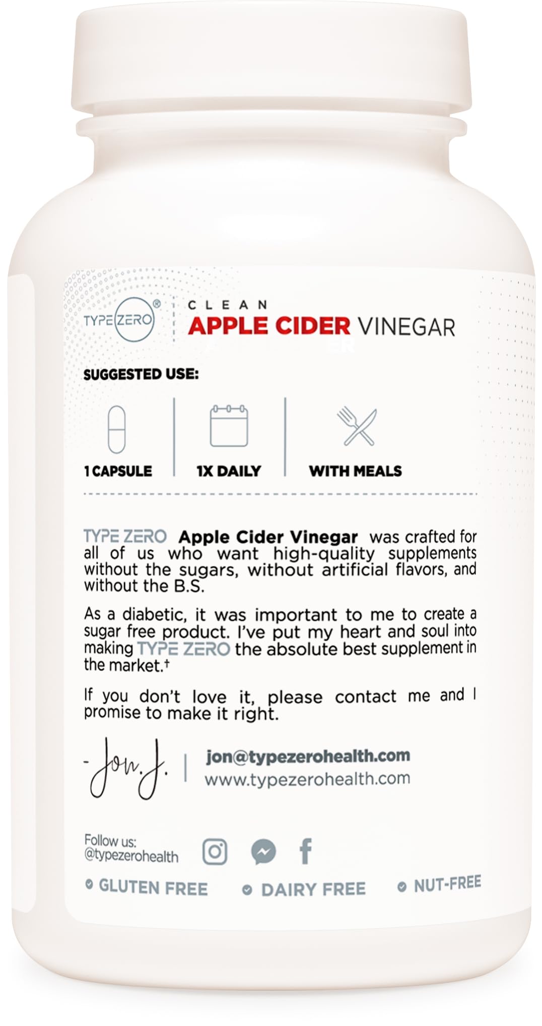 Type Zero Apple Cider Vinegar Capsules (180 Count) 500mg Per Serving - Non-GMO, Gluten-Free Supplement Type ZeroBuy Supplements Australia