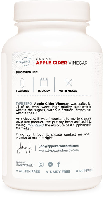 Type Zero Apple Cider Vinegar Capsules (180 Count) 500mg Per Serving - Non-GMO, Gluten-Free Supplement Type ZeroBuy Supplements Australia