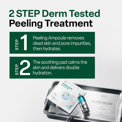Dr. G Hyper Glow Ampoule Peeling 2-Step System - Removes Dead Skin - Instant Hydration - Korean Skin Care - Comes with Hyper Glow Ampoule Peeling Serum 30% (15 mL) & Soothing Pad (4 Pack) Dr.G buy supplements Au