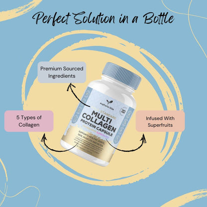 High Strength Multi Collagen 1400MG Tablets with Turmeric & Kelp, Skin, Hair, Nails Euphoria BlissBuy Supplements Australia