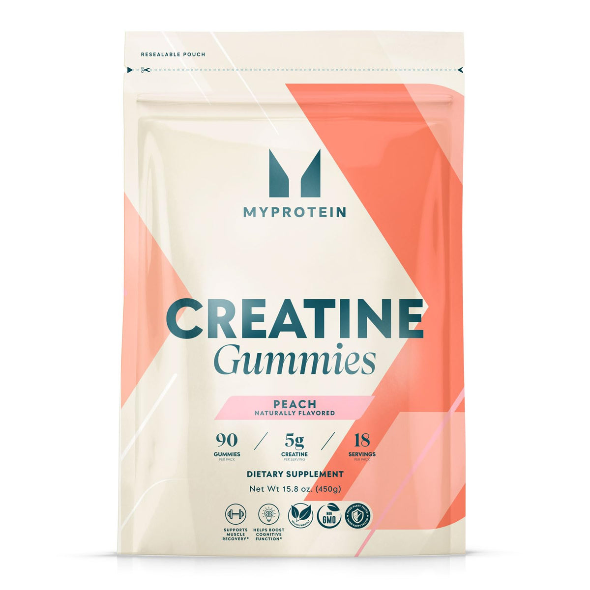 Myprotein Creatine Gummies, 5g Creatine Monohydrate per Serving, Peach, 90 Count, 18 Servings, Chewable Post/Pre Workout Strength & Recovery Sports Nutrition Supplement, Vegan, Non-GMO MyproteinBuy Supplements Australia