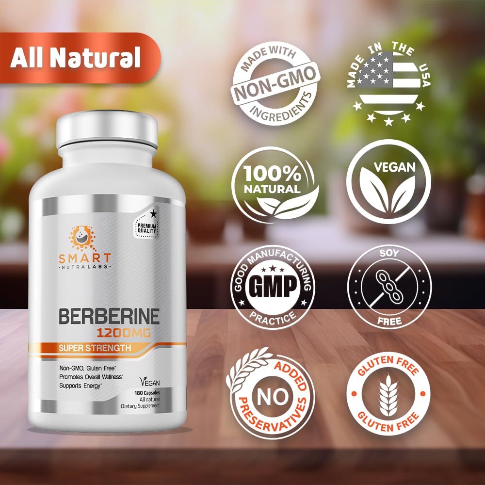 Smart Nutra Labs Premium Berberine HCL 1200mg- 180 Vegan Capsules, 100% Pure Smart Nutra LabsBuy Supplements Australia
