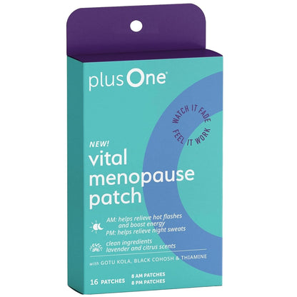 plusOne Vital Menopause Patches AM & PM – Hot Flash & Night Sweat Support – Promotes Energy & Sleep – Herbal Arjuna Daily Patches – 16ct plusOneBuy Supplements Australia