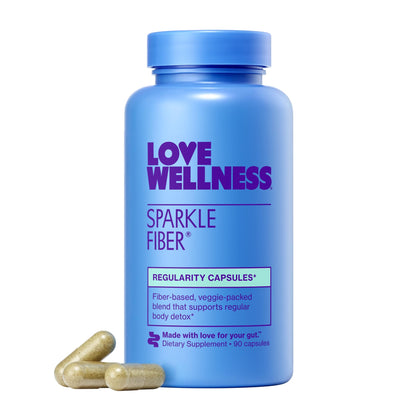 Love Wellness Sparkle Fiber | Fiber Supplement with Digestive Enzymes | Greens Superfood Powder & Psyllium Husk Powder | Promotes Gut Health for Women | Regularity & Bloating Relief | 90 Count Love WellnessBuy Supplements Australia